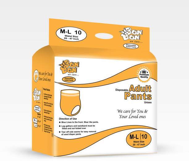Bon Bon Premium Adult Diaper Pant Style - 10 Count (ML-20-47 INCH) - M - L