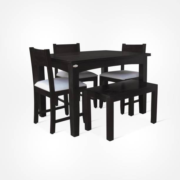 Wudniture Sheesham Wooden 4 Seater Dinning Table with 3 Chairs & 1 Stool For Living Room| Solid Wood 3 Seater Dining Set