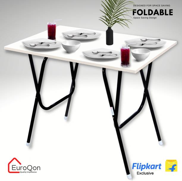 EuroQon Smart Foldable Imported Wood Engineered Wood 4 Seater Dining Table