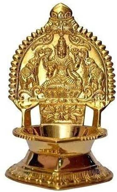 DOKCHAN Kamakshi Devi Brass Oil Deepam/Diya for Pooja|Mandir| Diwali Festival Decoration Brass Table Diya