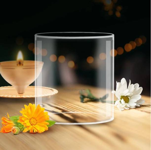True Décor Glass For 4 Inch AKhand Diya Glass Table Diya Set