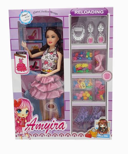 NV COLLECTION Fashion amriya doll set with accessories and foldable joints (multicolor)