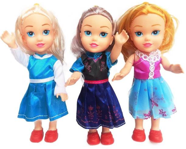 Toyporium Cute & Attractive 3 Sister Dolls With Beautiful Hair and Movable Body Parts