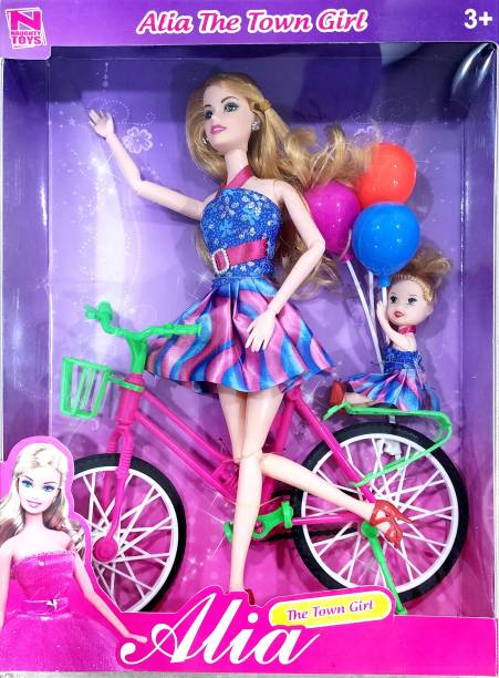 Fratelli Alia Doll with 3D Eyes & Made to Move Hands with Cycle and Baby Sister