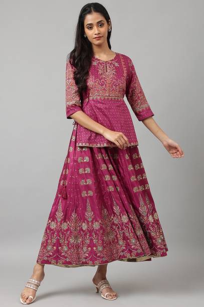 Women Two Piece Dress Purple Dress Price in India