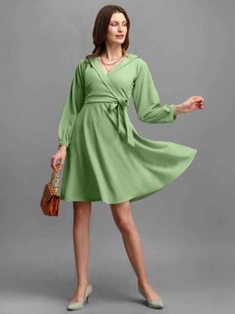 Women Wrap Light Green Dress Price in India