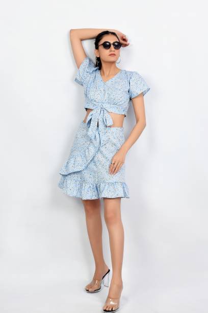 Women Two Piece Dress Blue Dress Price in India