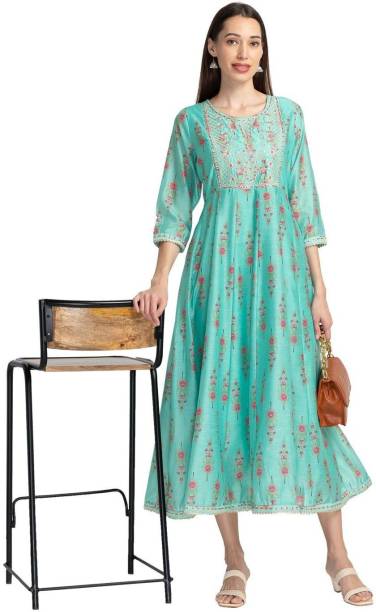 Women A-line Green, Pink Dress Price in India