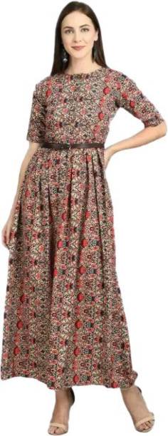 Women Maxi Brown Dress Price in India