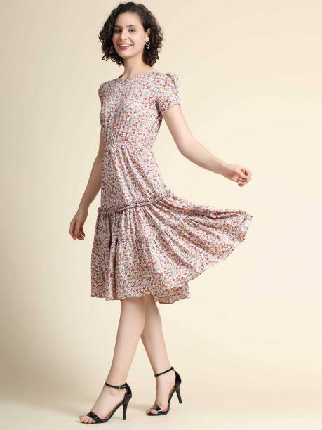 Women Tiered Multicolor Dress Price in India