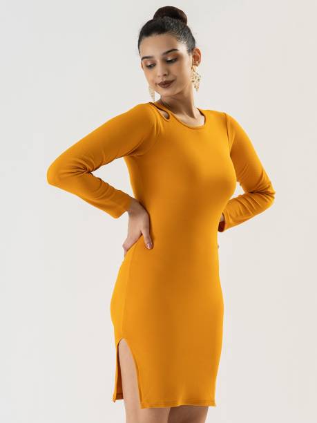 Women Bodycon Yellow Dress Price in India