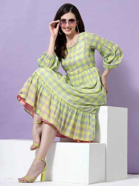 Women A-line Green Dress Price in India