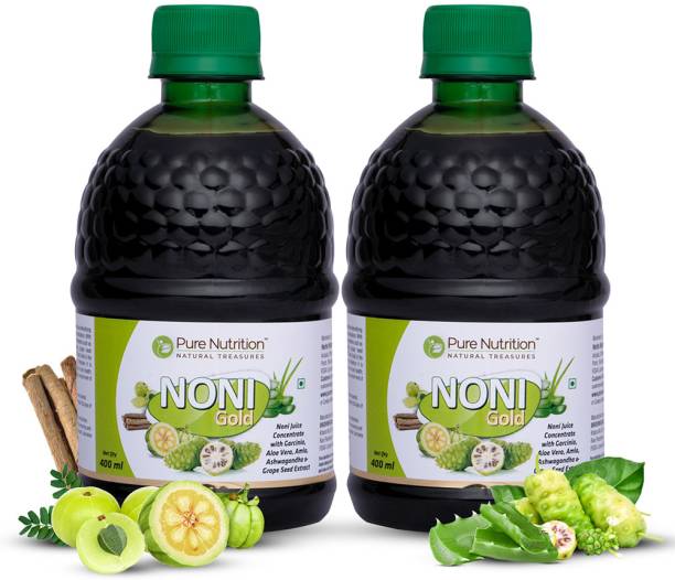 Pure Nutrition Noni Gold Noni Juice Concentrate with Garcinia, Aloe Vera, Amla, Ashwagandha and grape seed Extract- Combo Pack of 2