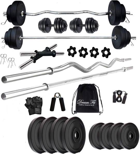 DreamFit 30 kg Home gym with 3ft Straight , 3ft Curl Ro...