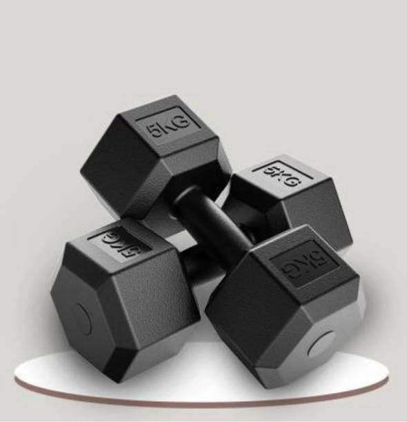 Dee Fit High quality PVC 10kg Hexa Dumbbell each dumbbell is 5+5kg Fixed Weight Dumbbell