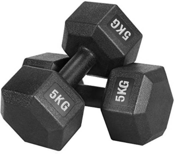 Dee Fit PVC Dumbbell SetPair Dumbbells, Hex Dumbbells, Home Gym 5KGS X 2PCS 10kg Fixed Weight Dumbbell
