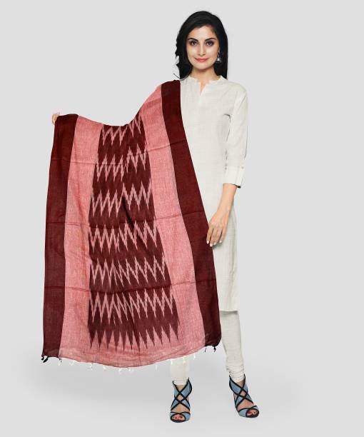 Pure Cotton Striped Brown Women Dupatta Price in India