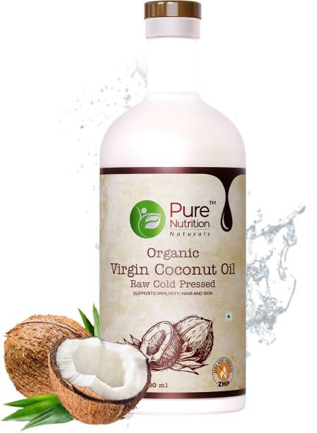 Pure Nutrition Organic Raw Virgin Coconut Oil Glass Bottle