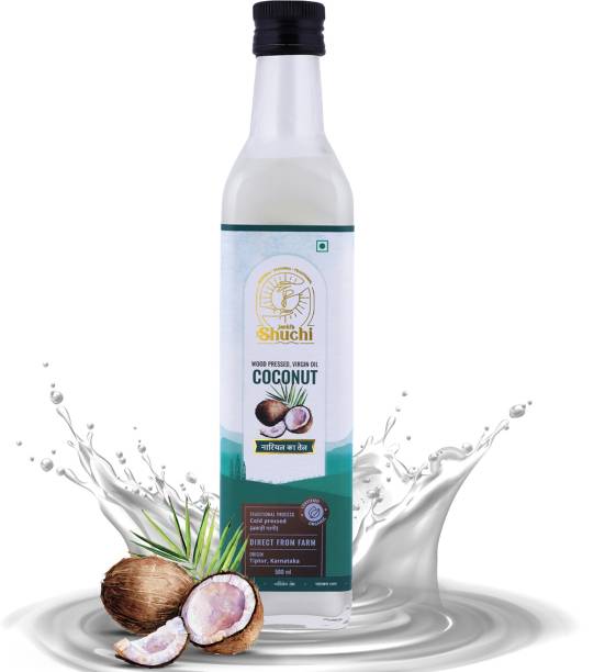 Janki's Shuchi Cold Pressed Organic Coconut Oil - 500 ML Wood Pressed Coconut Oil Glass Bottle