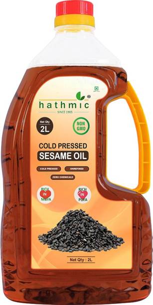 hathmic Cold Pressed Sesame / Gingelly / Til Oil, 2L HDPE Sesame Oil PET Bottle