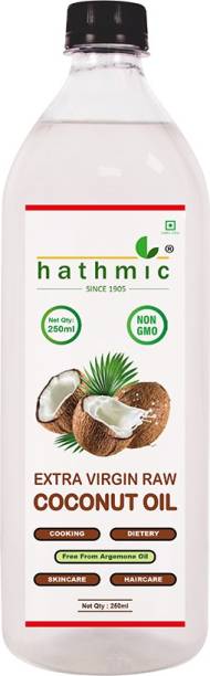 hathmic Raw Extra Virgin Cold Pressed Coconut Oil, 250ml Coconut Oil PET Bottle