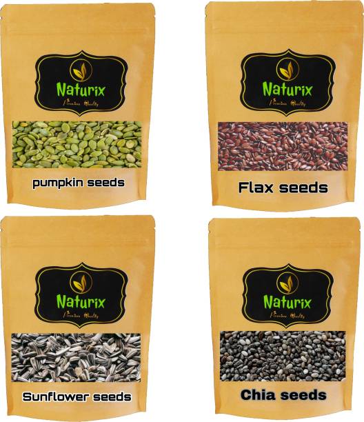 Naturix Premium Raw Seeds Combo Pack ( Pumpkin Seeds, Brown Flax Seeds, Chia Seeds, Sunflower Seeds