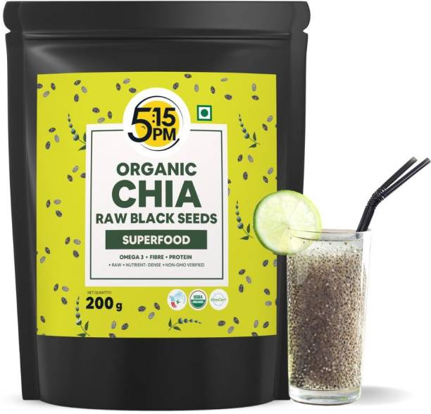 5:15PM Certified Organic Chia Seeds - Raw Unroasted Black Chia Seeds for Eating
