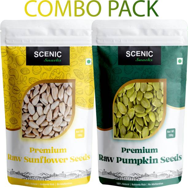 SCENIC Snacks PREMIUM RAW SUNFLOWER SEEDS AND PUMPKIN SEEDS(100 g*2) Sunflower Seeds, Pumpkin Seeds