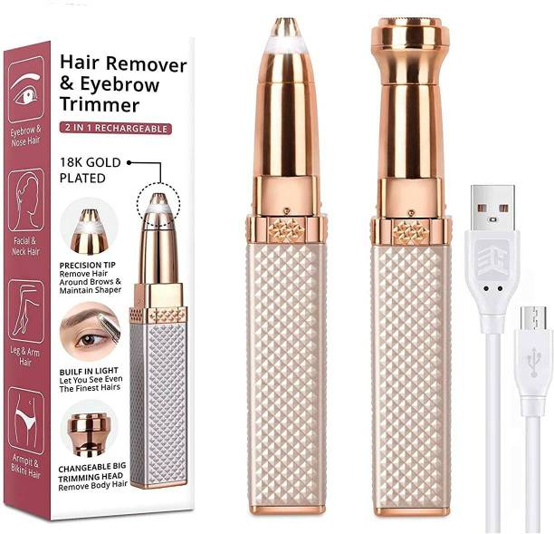BELENZO Premium Rechargeable 2 in 1 eyebrow trimmer Face,Lips, Nose,facial Hair Removal Cordless Epilator