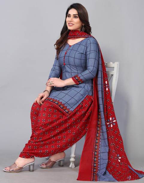 Unstitched Cotton Blend Salwar Suit Material Floral Print, Printed, Geometric Print Price in India