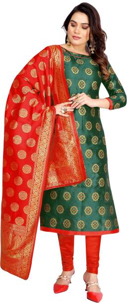Unstitched Jacquard Salwar Suit Material Solid, Embellished Price in India