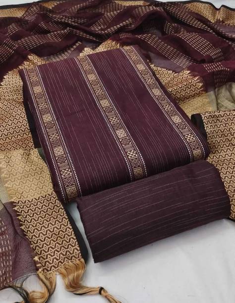 Unstitched Cotton Blend Salwar Suit Material Striped Price in India