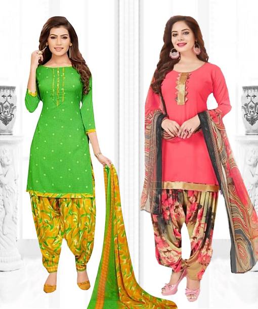 Unstitched Crepe Salwar Suit Material Solid, Printed, Geometric Print Price in India