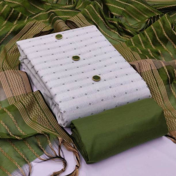 Unstitched Pure Cotton Kurta & Churidar Material Self Design, Striped Price in India