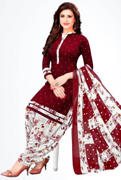 Unstitched Crepe Salwar Suit Material Floral Print Price in India
