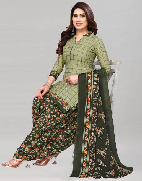 Unstitched Polycotton Salwar Suit Material Floral Print, Printed, Geometric Print Price in India