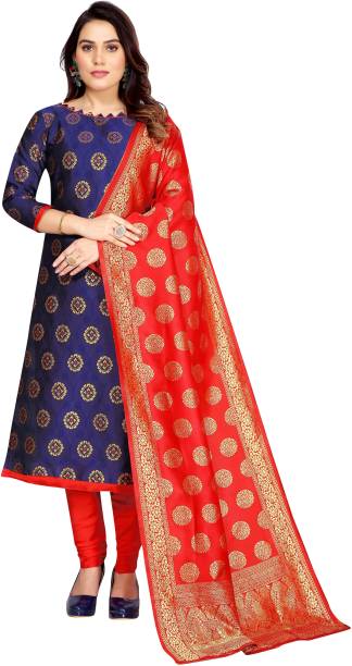 Unstitched Jacquard Salwar Suit Material Solid, Embellished Price in India