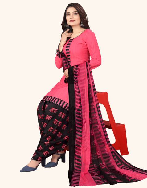 Unstitched Crepe Salwar Suit Material Floral Print, Printed, Geometric Print Price in India