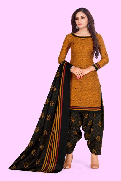 Unstitched Cotton Blend Kurta & Churidar Material Printed Price in India