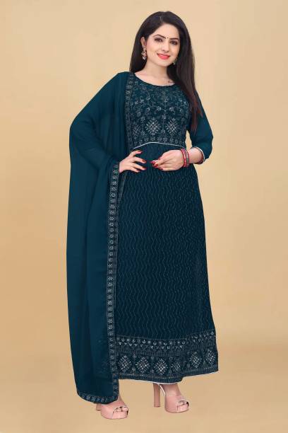 Unstitched Georgette Salwar Suit Material Embellished Price in India
