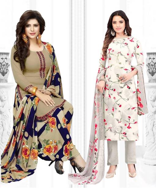 Unstitched Crepe Salwar Suit Material Printed Price in India