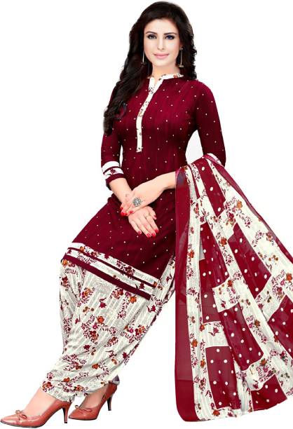 Unstitched Crepe Salwar Suit Material Floral Print, Printed Price in India