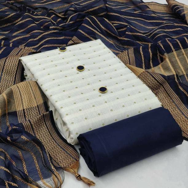 Unstitched Pure Cotton Kurta & Churidar Material Self Design, Striped Price in India