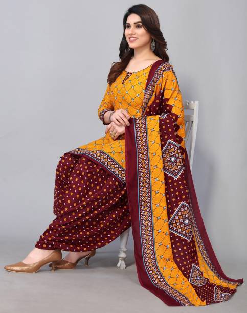 Unstitched Cotton Blend Salwar Suit Material Floral Print, Printed Price in India