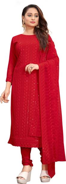 Unstitched Georgette Kurta & Churidar Material Embroidered Price in India