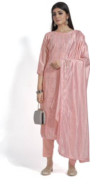 Unstitched Chanderi Salwar Suit Material Self Design Price in India