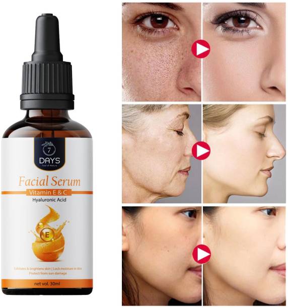 7 Days Anti-Aging Vitamin C 20% Serum - With Hyaluronic Acid And Vitamin E - Wrinkle Repairs Dark Circles, Fades Age Spots And Sun Damage