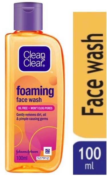 Clean & Clear Foaming, Oil free , Gently removes dirt , Oil & Pimple -causing germs *^ 100ml Face Wash