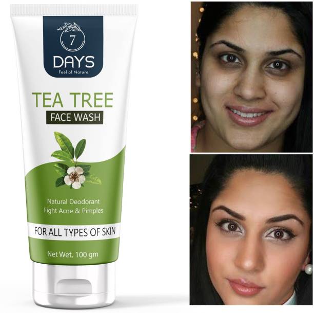 7 Days Neem & Tea Tree  For Oily Skin, Amti Acne, Blackheads Tan & Spots - No Parabens, Sulphate, Silicones & Color Face Wash