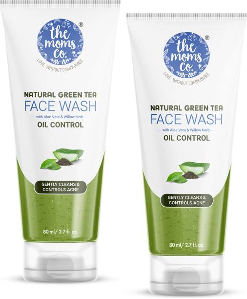 The Moms Co. Natural Green Tea  with Aloe Vera & Willow Herb | Controls Oil & Acne Face Wash